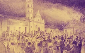 Ilustración festejo llegada de la energía a Tuluá en 1924